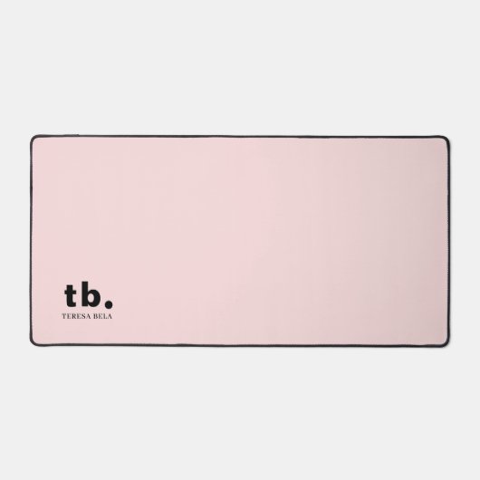Monogram Koraalperzik Elegant Vrouwelijk Minimalis Bureaumat (Voorkant)