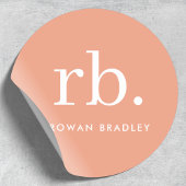 Monogram Koraalperzik Elegant Vrouwelijk Ronde Sticker