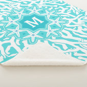 Monogram koraalrif stervis | Aqua Blue Sherpa Deken (3/4)
