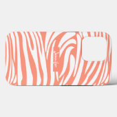 Monogram koraalroze gestreept Zebra Pattern Trendy Case-Mate iPhone Case (Achterkant (horizontaal))