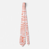 Monogram koraalroze gestreept zebrapatroon rendy stropdas (Voorkant)