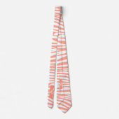 Monogram koraalroze gestreept zebrapatroon rendy stropdas (Achterkant)