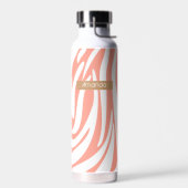 Monogram koraalroze gestreept zebrapatroon rendy waterfles (Links)