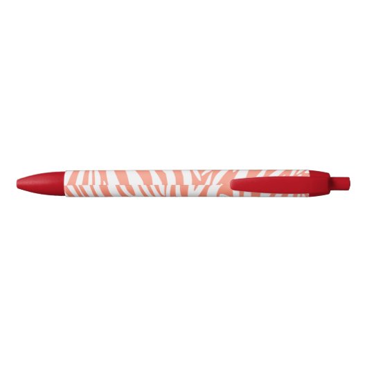 Monogram koraalroze gestreept zebrapatroon rendy zwarte inkt pen (Achterkant)
