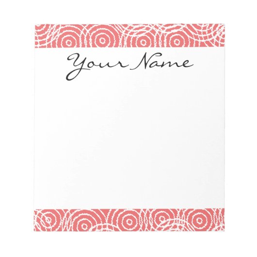 Monogram koraalroze ijkplaatjes geometrisch patroo notitieblok (Voorkant)