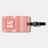Monogram koraalstrepen bagagelabel (Voorkant horizontaal)