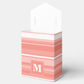 Monogram koraalstrepen bedankdoosjes (Geopend)