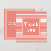 Monogram koraalstrepen bedankkaart (Voorkant / Achterkant)