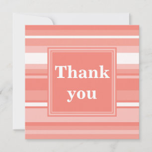 Monogram koraalstrepen bedankkaart