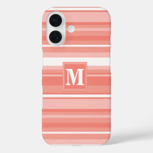 Monogram koraalstrepen iPhone 16 hoesje