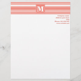 Monogram koraalstrepen custom briefhoofd