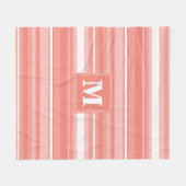 Monogram koraalstrepen fleece deken (Voorkant (Horizontaal))