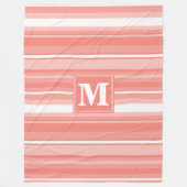 Monogram koraalstrepen fleece deken (Voorkant)