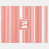 Monogram koraalstrepen fleece deken (Voorkant (Horizontaal))