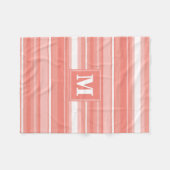 Monogram koraalstrepen fleece deken (Voorkant (Horizontaal))