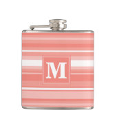 Monogram koraalstrepen heupfles (Voorkant)