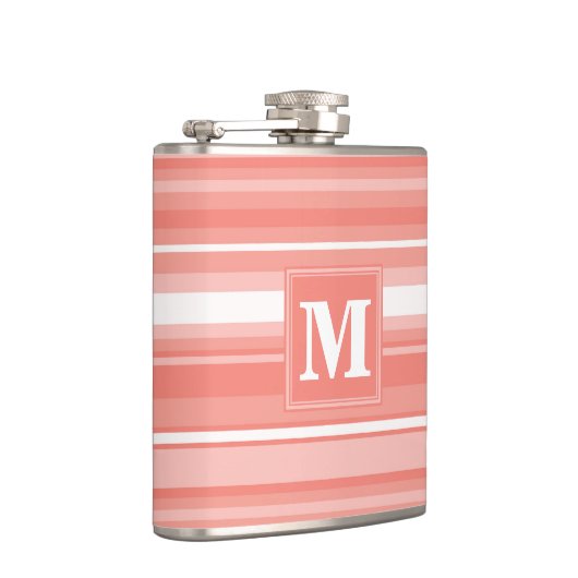 Monogram koraalstrepen heupfles (Rechts)