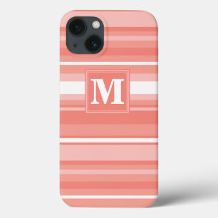 Monogram koraalstrepen Hoesje-Mate iPhone draagtas Case-Mate iPhone Case