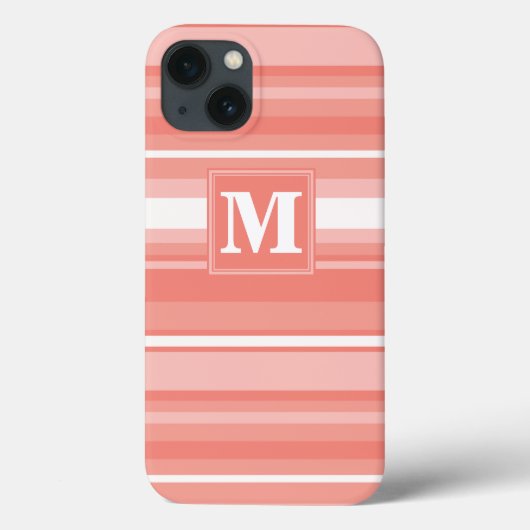 Monogram koraalstrepen Hoesje-Mate iPhone draagtas Case-Mate iPhone Case (Achterkant)