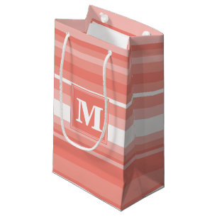 Monogram koraalstrepen klein cadeauzakje