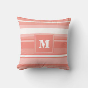 Monogram koraalstrepen kussen