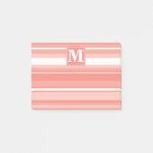 Monogram koraalstrepen post-it® notes (Voorkant)