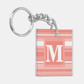 Monogram koraalstrepen sleutelhanger (Voorkant Links)