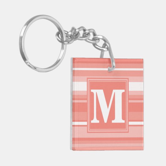 Monogram koraalstrepen sleutelhanger (Voorkant Links)
