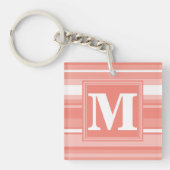 Monogram koraalstrepen sleutelhanger (Voorkant)