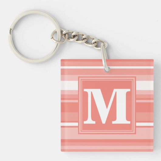 Monogram koraalstrepen sleutelhanger (Voorkant)