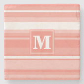 Monogram koraalstrepen stenen onderzetter (Voorkant)
