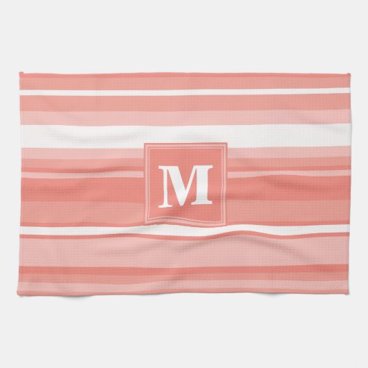 Monogram koraalstrepen theedoek (Horizontaal)