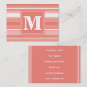 Monogram koraalstrepen visitekaartje (Voorkant / Achterkant)