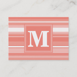Monogram koraalstrepen visitekaartje