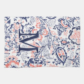 Monogram Koraalzeemacht Peach  Floral Pattern Theedoek (Horizontaal)