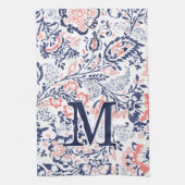 Monogram Koraalzeemacht Peach  Floral Pattern Theedoek (Verticaal)