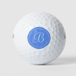 Monogram korenbloem blauw met stippen golfballen