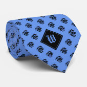 Monogram korenbloem blauwe draak stropdas (Opgerold)