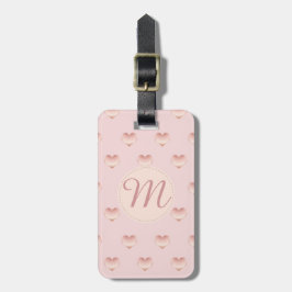 Monogram kostbaar Roos gouden hartpatroon Bagagelabel