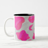 Monogram kow Hot Pink en White Print Tweekleurige Koffiemok (Links)