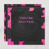 Monogram kow, warm roze en zwart afdrukken kaart (Voorkant / Achterkant)