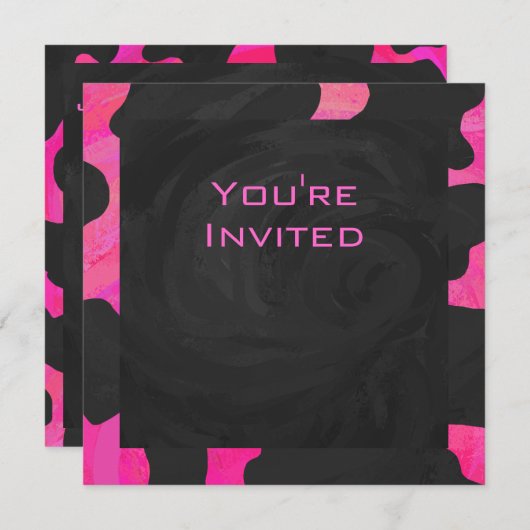 Monogram kow, warm roze en zwart afdrukken kaart (Voorkant / Achterkant)