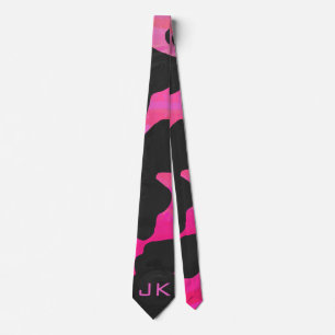 Monogram kow, warm roze en zwart afdrukken stropdas