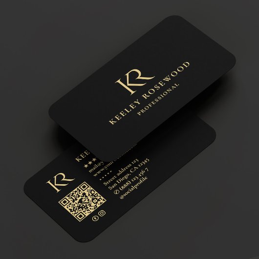 Monogram KR Logo Professional Elegant Zwart Visitekaartje