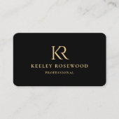 Monogram KR Logo Professional Elegant Zwart Visitekaartje (Voorkant)