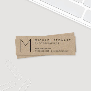Monogram Kraft Paper, minimalistisch Mini Visitekaartje