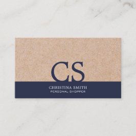 Monogram Kraft-Printed Clean Midnight Blue Typo Visitekaartje