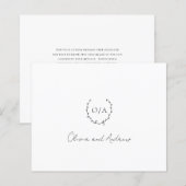 Monogram Krans Budget Huwelijk Bedankkaart (Voorkant / Achterkant)