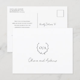 Monogram Krans Crest Elegante Trouw Dank Je Briefkaart