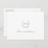 Monogram Krans Crest Elegante Trouw Dank Je Briefkaart (Voorkant / Achterkant)